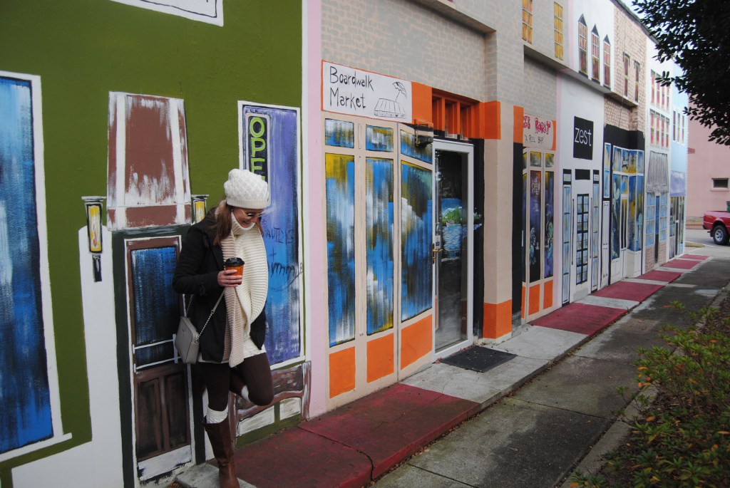 Latte Poses with Wall Art